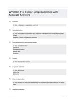 WVU Bio 117 Exam 1 prep Questions  with Accurate Answers