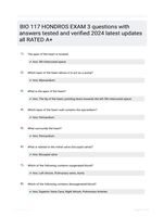BIO 117 HONDROS EXAM 3 questions with answers tested and verified 2024 latest updates all RATED A+