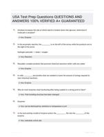 USA Test Prep Questions QUESTIONS AND ANSWERS 100% VERIFIED A+ GUARANTEED