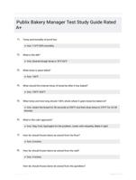 Publix Bakery Manager Test Study Guide Rated A+