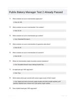 Publix Bakery Manager Test 2 Already Passed