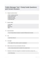 Publix Manager Test 1 Study Guide Questions and Correct Answers