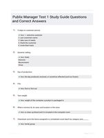 Publix Manager Test 1 Study Guide Questions and Correct Answers