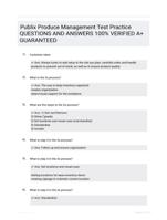 Publix Produce Management Test Practice QUESTIONS AND ANSWERS 100% VERIFIED A+ GUARANTEED