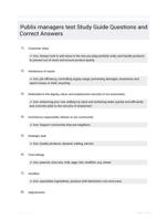 Publix managers test Study Guide Questions and Correct Answers