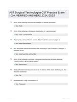 AST Surgical Technologist CST Practice Exam 1 100% VERIFIED  ANSWERS 2024/2025