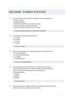 220 EXAM - FLORIDA STATUTES