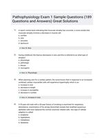 Pathophysiology Exam 1 Sample Questions (189 Questions and Answers) Great Solutions