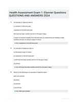 Health Assessment Exam 1: Elsevier Questions QUESTIONS AND ANSWERS 2024