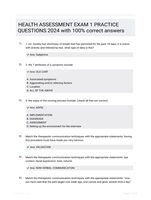 HEALTH ASSESSMENT EXAM 1 PRACTICE QUESTIONS 2024 with 100% correct answers