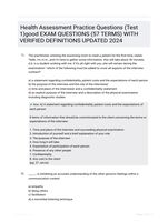Health Assessment Practice Questions (Test 1)good EXAM QUESTIONS (57 TERMS) WITH VERIFIED DEFINITIONS UPDATED 2024