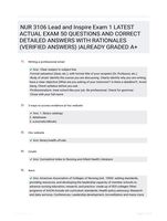 NUR 3106 Lead and Inspire Exam 1 LATEST  ACTUAL EXAM 50 QUESTIONS AND CORRECT DETAILED ANSWERS WITH RATIONALES (VERIFIED ANSWERS) |ALREADY GRADED A+