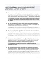 AHIP Final Exam  Questions And CORRECT ANSWERS |  LATEST UPDATE