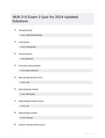 NUR 210 Exam 3 Quiz for 2024 Updated Solutions.