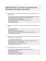 NUR 203 EXAM 1 Practice for Anatomy and Physiology II|52 Q&A Latest 2024