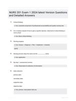 NURS 201 Exam 1 2024 latest Version Questions and Detailed Answers
