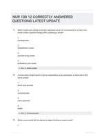 NUR 100 12 CORRECTLY ANSWERED QUESTIONS LATEST UPDATE