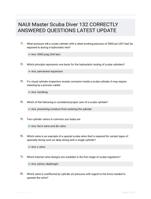 NAUI Master Scuba Diver 132 CORRECTLY ANSWERED QUESTIONS LATEST UPDATE