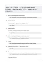 NSG 124 Exam 1 123 QUESTIONS WITH  CORRECT ANSWERS |LATEST  |VERIFIED BY  EXPERTS