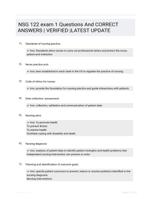 NSG 122 exam 1 Questions And CORRECT ANSWERS |  VERIFIED |LATEST UPDATE