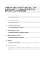 Advanced Pathophysiology MidTerm EXAM QUESTIONS (272 TERMS) WITH VERIFIED DEFINITIONS UPDATED 2024