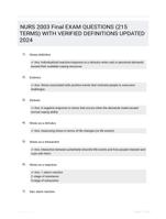NURS 2003 Final EXAM QUESTIONS (215 TERMS) WITH VERIFIED DEFINITIONS UPDATED 2024