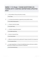 NMNC 1110 Week 1 EXAM QUESTIONS (26 TERMS) WITH VERIFIED DEFINITIONS UPDATED 2024