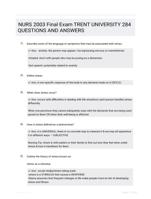 NURS 2003 Final Exam TRENT UNIVERSITY 284 QUESTIONS AND ANSWERS