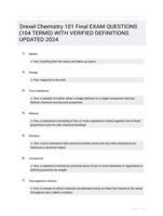 Drexel Chemistry 101 Final EXAM QUESTIONS (104 TERMS) WITH VERIFIED DEFINITIONS UPDATED 2024