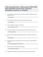 Pharmacology Exam 2 Rasmussen QUESTIONS AND ANSWERS (2024/2025) (VERIFIED ANSWERS) ALREADY A+ GRADED.