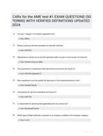 CARs for the AME test #1 EXAM QUESTIONS (50 TERMS) WITH VERIFIED DEFINITIONS UPDATED 2024