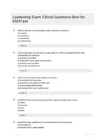 Leadership Exam 2 Book Questions Best for 2024Test