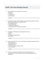 NURS 196 Final 135 CORRECTLY ANSWERED QUESTIONS LATEST UPDATE