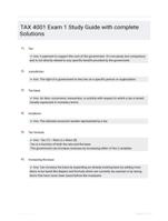 TAX 4001 Exam 1 Study Guide with complete Solutions