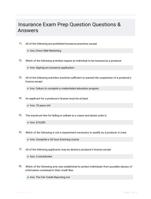 Insurance Exam Prep Question Questions & Answers