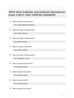 MICR 4423 Antibiotic and Antibiotic Resistances Exam 3 WITH 100%  VERIFIED ANSWERS