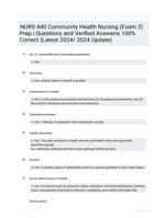 NURS 440 Community Health Nursing (Exam 2) Prep | Questions and Verified Answers| 100% Correct (Latest 2024/ 2024 Update)