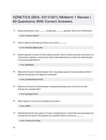 GENETICS (BIOL-3315-001) Midterm 1 Review |40 Questions| With Correct Answers.
