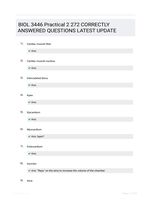 BIOL 3446 Practical 2 272 CORRECTLY ANSWERED QUESTIONS LATEST UPDATE