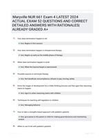 Maryville NUR 661 Exam 4 LATEST 2024 ACTUAL EXAM 52 QUESTIONS AND CORRECT DETAILED ANSWERS WITH RATIONALES|ALREADY GRADED A+