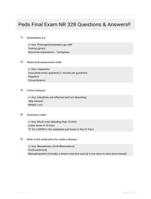 Peds Final Exam NR 328 Questions & Answers!!