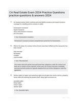 CA Real Estate Exam 2024 Practice Questions practice questions & answers 2024