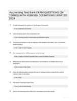 Accounting Test Bank EXAM QUESTIONS (24 TERMS) WITH VERIFIED DEFINITIONS UPDATED 2024
