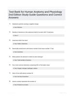 Test Bank for Human Anatomy and Physiology 2nd Edition Study Guide Questions and Correct Answers