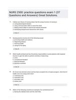 NURS 2500: practice questions exam 1 (37 Questions and Answers) Great Solutions.