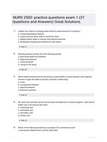 NURS 2500: practice questions exam 1 (37 Questions and Answers) Great Solutions.