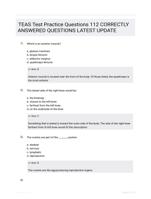 TEAS Test Practice Questions 112 CORRECTLY ANSWERED QUESTIONS LATEST UPDATE