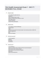FAU Health Assessment Exam 1 - BIO171 MICROBIO FULL EXAM