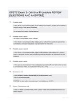 GPSTC Exam 2- Criminal Procedure REVIEW (QUESTIONS AND  ANSWERS)