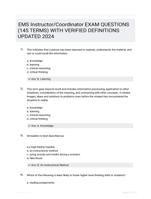 EMS Instructor/Coordinator EXAM QUESTIONS (145 TERMS) WITH VERIFIED DEFINITIONS UPDATED 2024